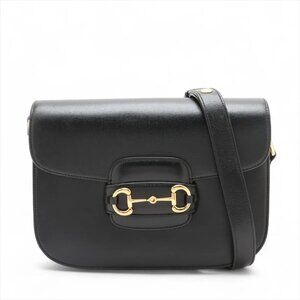 Gucci Horsebit Leather Shoulder bag Black 602204